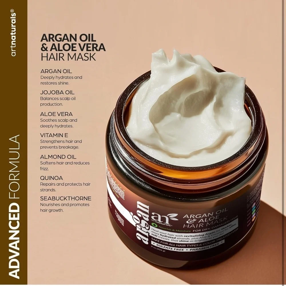 Hair Mask & Silk Bonnet Sleeping Set, Deep Conditioner Leave-In Dry Dama…​​​